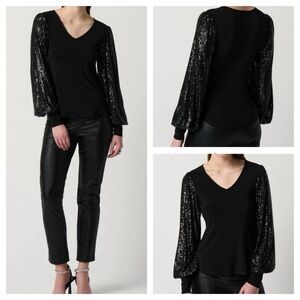 Rachel Zoe  Black Sequin Sleeve Top size XS